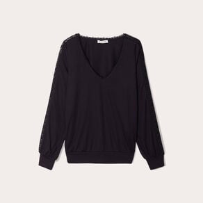 t shirt manches longues noir femme T-shirt manches longues noir femme