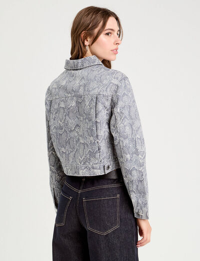 Veste courte zippée bleu gris femme