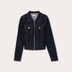 Veste courte zippée en jean denim brut femme