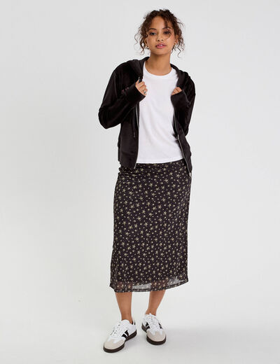 Jupe longue évasée noir femme