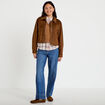 Veste effet boule oversize cropped marron femme