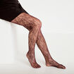 Collants aspect dentelle bordeaux femme