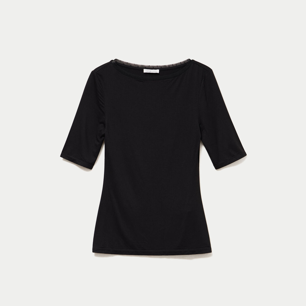 T-shirt ajust&eacute; manches courtes noir femme