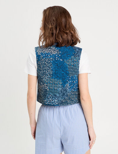 Veston matelassé noué bleu foncé femme