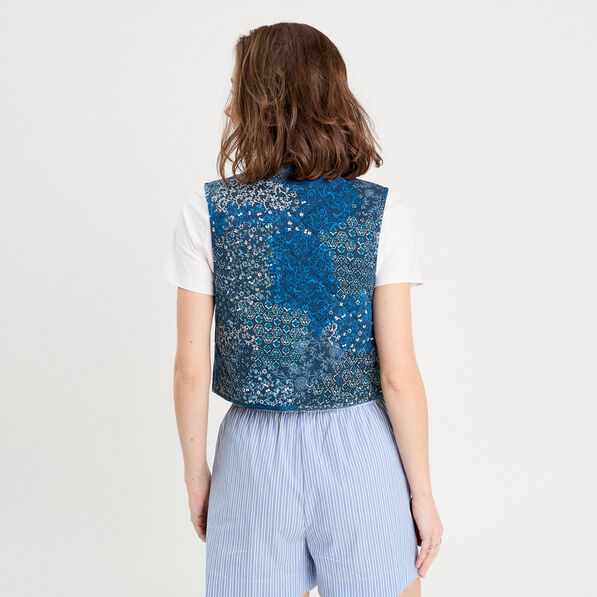 veston matelasse noue bleu fonce femme Veston matelassé noué bleu foncé femme