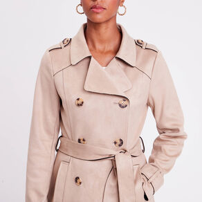 trench long en suedine boutonne femme beige femme Trench long en suédine boutonné femme beige femme