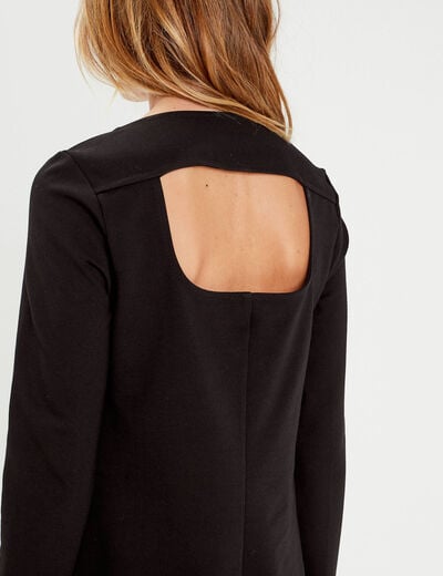 Robe évasée dos ouvert noir femme