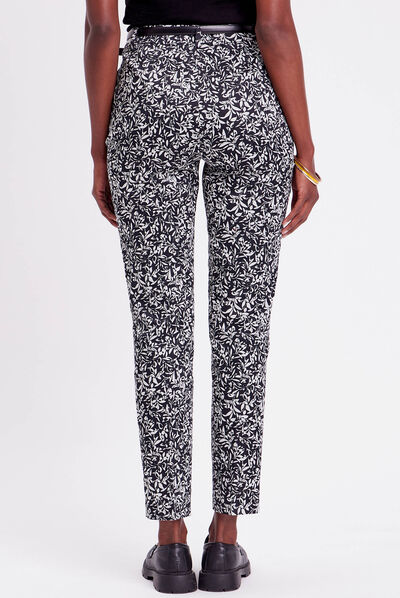 Pantalon city slim ceinturé noir femme
