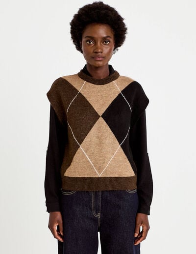 Pull sans manches beige femme