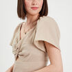 Robe patineuse manches courtes beige femme