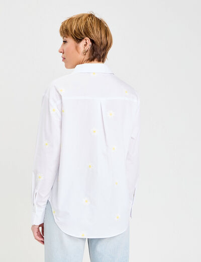 Chemise droite courte col classique blanc femme