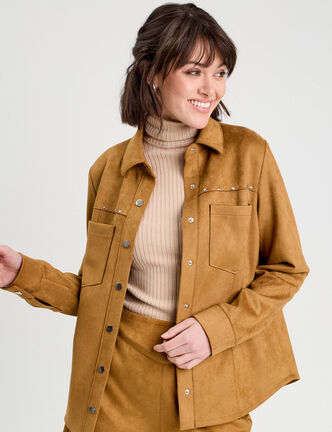 Surchemise suédine camel femme