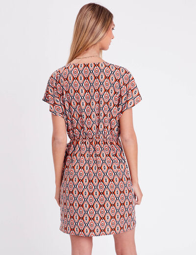 Robe portefeuille avec noeud beige femme