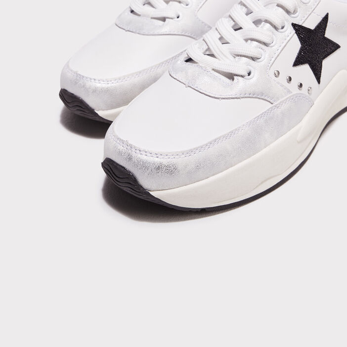 Sneakers plates à lacets ecru femme