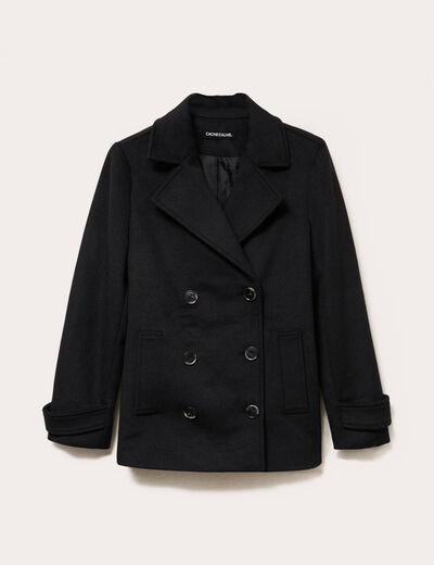 Caban col tailleur manches longues noir femme