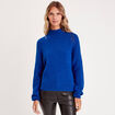 Pull col montant bleu electrique femme