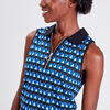 Polo sans manches bleu femme