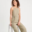 Combinaison pantalon bretelles vert kaki femme