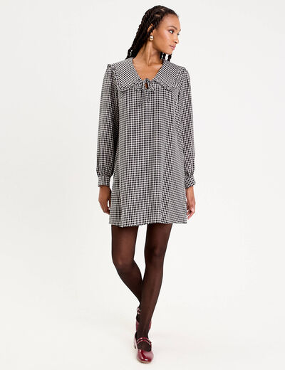 Robe col V noir femme