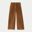 Pantalon bootcut taille haute velours marron femme