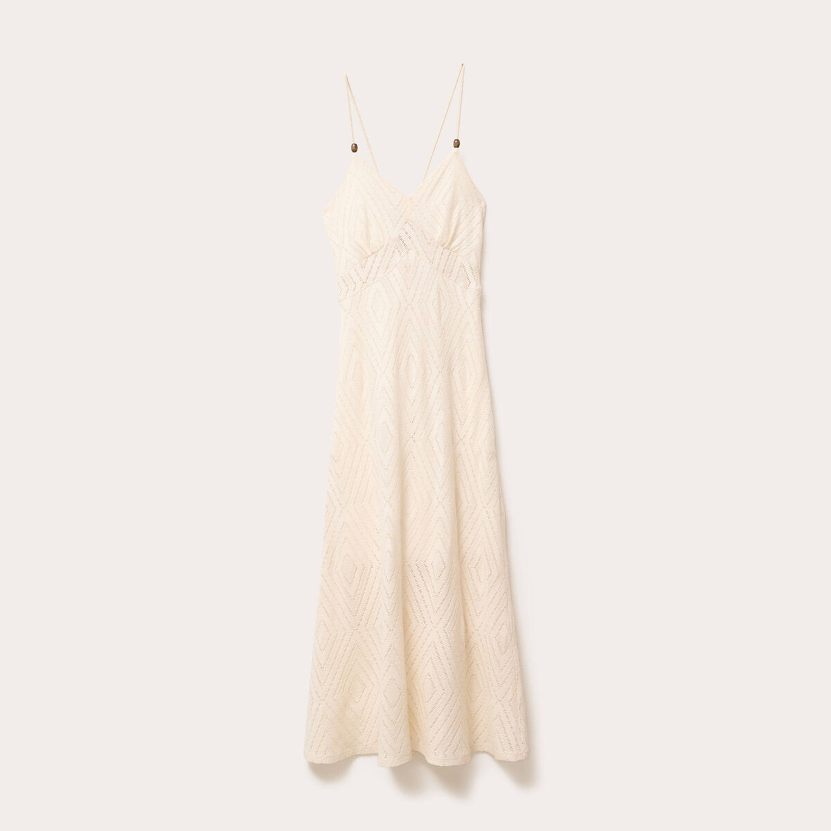 Robe longue évasée ajourée ecru femme