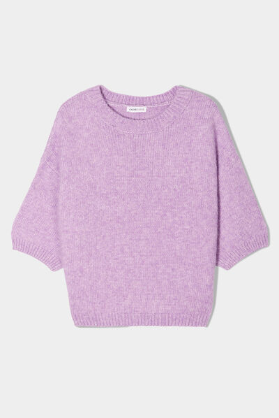 Pull manches courtes mauve femme