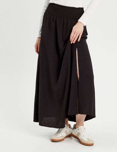 Jupe longue évasée noir femme