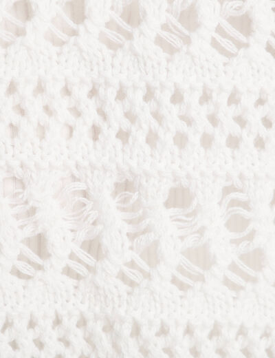 Gilet manches 3/4 ajouré blanc femme