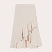 Jupe longue trapèze volants beige femme