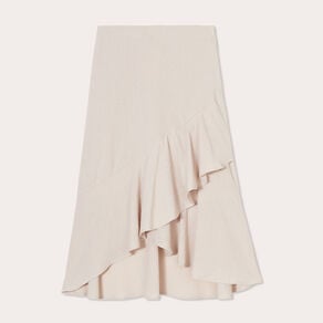 jupe longue trapeze volants beige femme Jupe longue trapèze volants beige femme