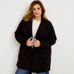 Manteau droit mi-long col tailleur noir femme