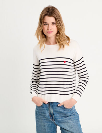 Pull manches longues bleu marine femme