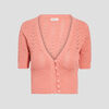 gilet court boutonne rose saumon femme