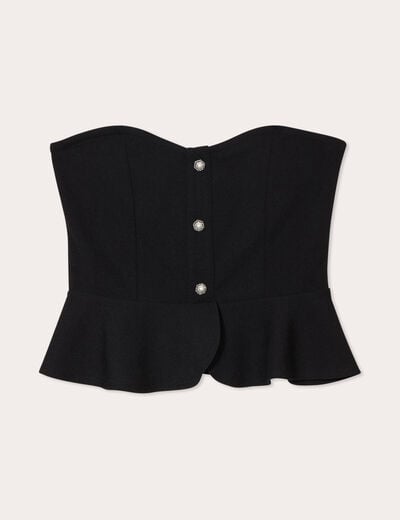 Bustier cropped avec boutons noir femme