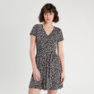 Robe évasée boutonnée noir femme