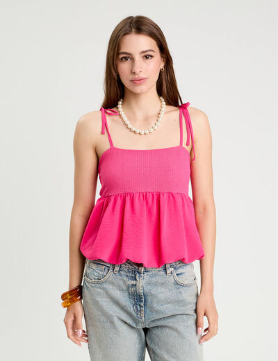Blouse bretelles fines rose vif femme