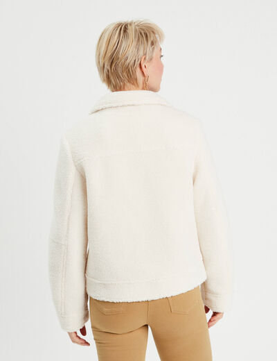 Veste droite boutonnée ecru femme