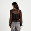 Blouse d&eacute;collet&eacute; manches longues marron fonc&eacute; femme
