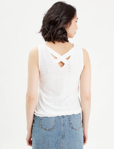 Débardeur broderie anglaise ecru femme