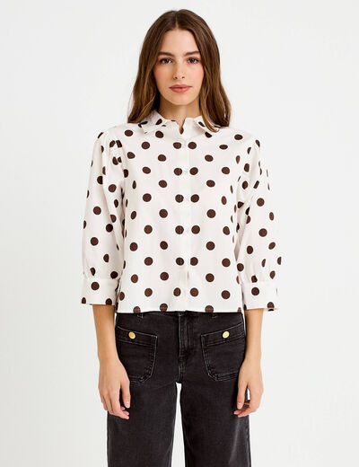 Chemise droite manches longues blanc femme
