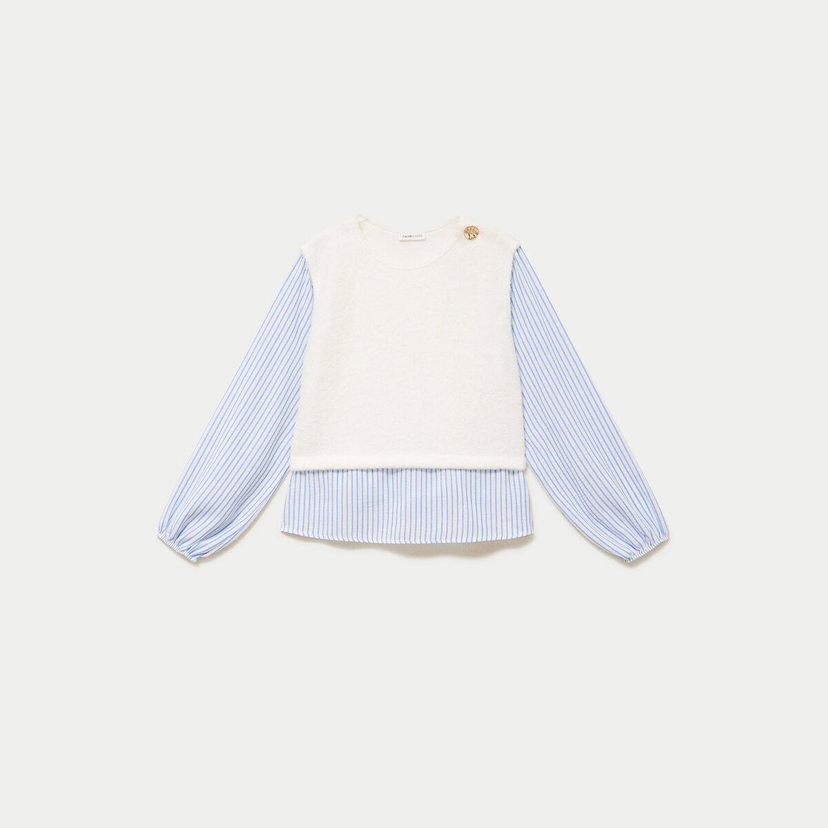 Pull chemise 2-en-1 ecru femme