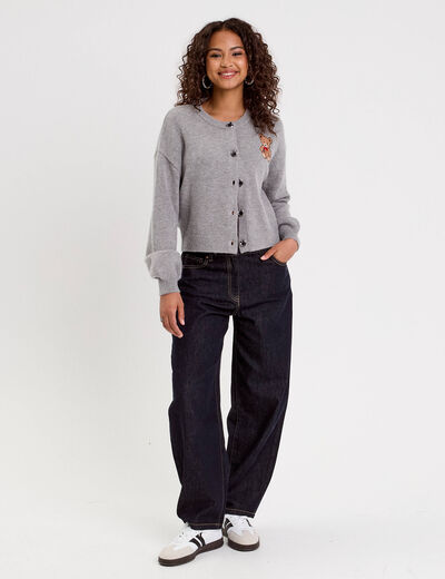 Gilet manches longues gris foncé femme