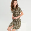 Robe chemise droite vert kaki femme