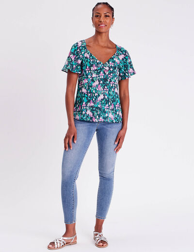 Blouse manches courtes vert femme