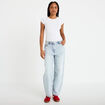 Jean barrel cropped taille standard denim bleach femme