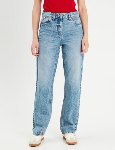 Jeans droit 5 poches denim double stone femme