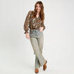 Blouse manches longues beige femme