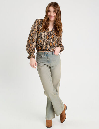 Blouse manches longues beige femme