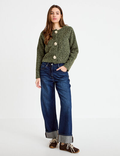 Veste effet polaire vert kaki femme