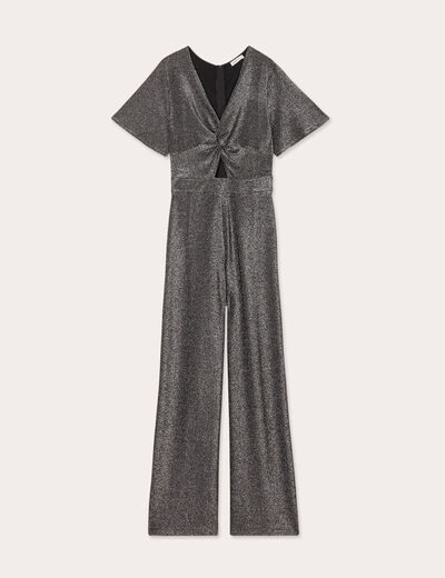 Combinaison pantalon noeud gris argent femme